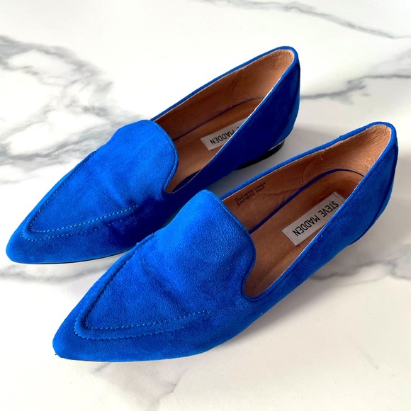 Steve Madden Shoes - Steve Madden Royal Blue Pointed Toe Flats with Gold Heel Detail